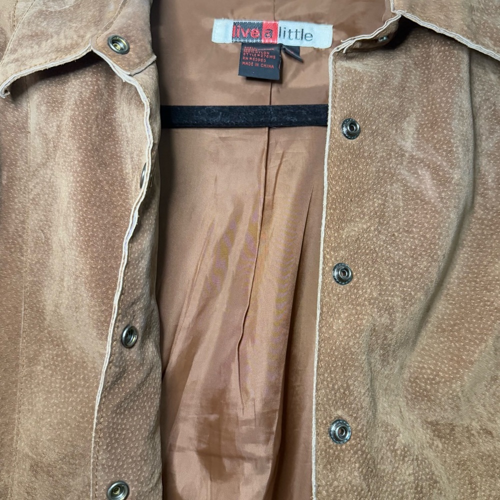 Vintage Live a Little Genuine Leather Shirt Jacket - Picture 7 of 15